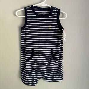 NWT Carter’s Baby Boy size 18 Month French Terry Striped Nautical Blue Romper